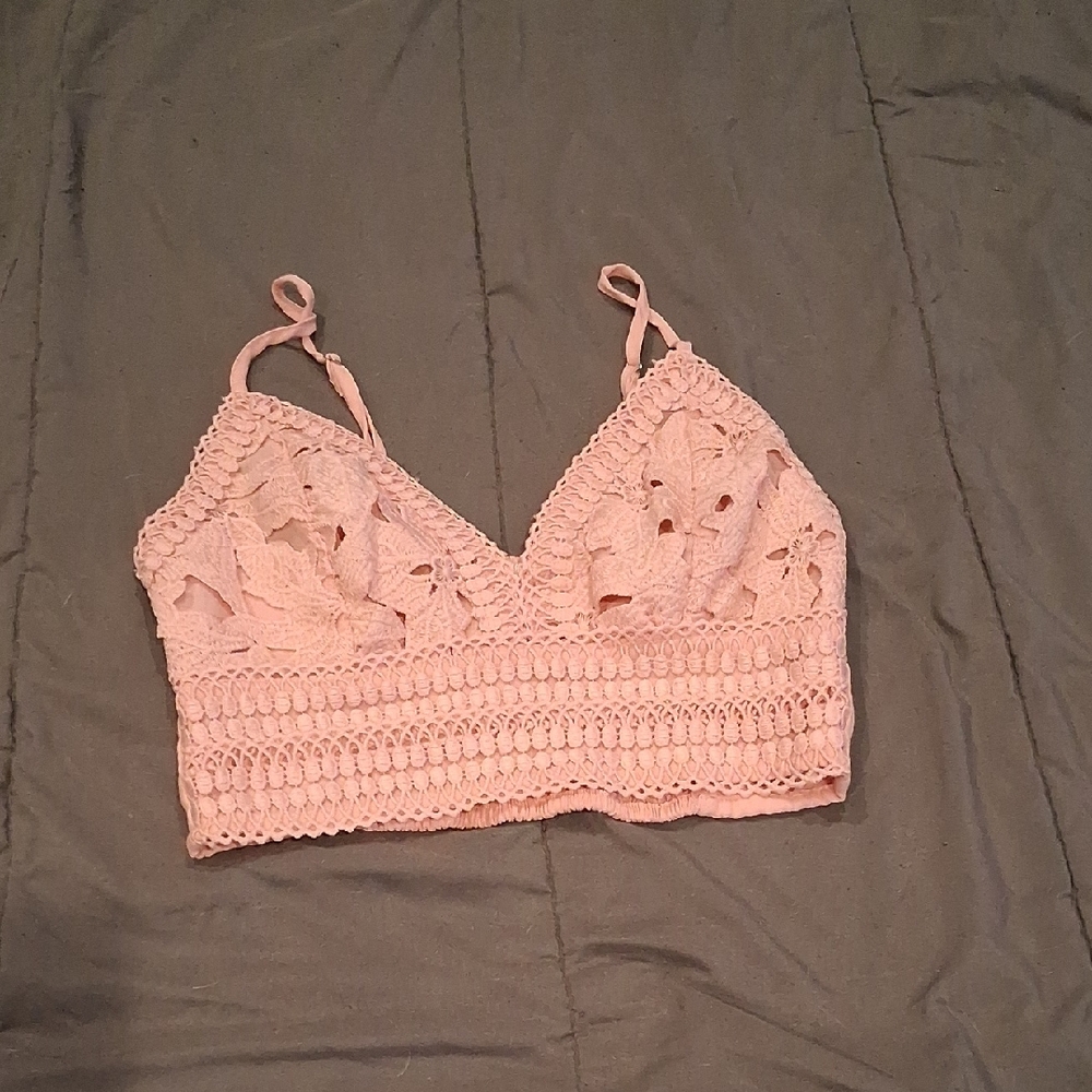 Love Tree Crochet Bralette - Blush Pink